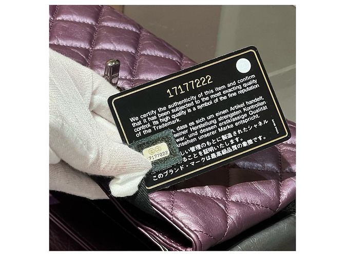 Borsa Chanel Classic Flap Medium in agnello metallizzato viola Porpora - vista 9