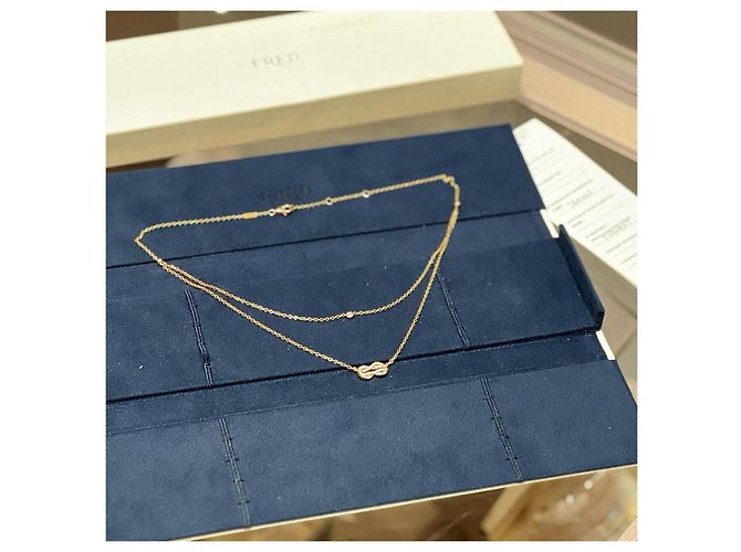 Collana a doppia catena Chance Infinie in oro rosa 18K e diamanti FRED - vista 2