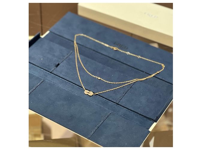 Collana a doppia catena Chance Infinie in oro rosa 18K e diamanti FRED - vista 3