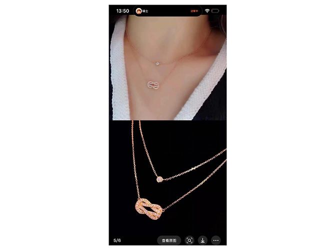 Collana a doppia catena Chance Infinie in oro rosa 18K e diamanti FRED - vista 7