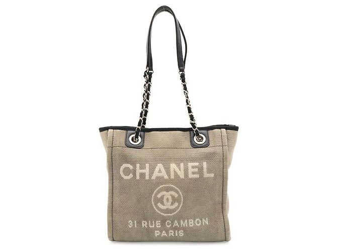 Borsa Tote CHANEL Deauville Marrone Nero - vista 2