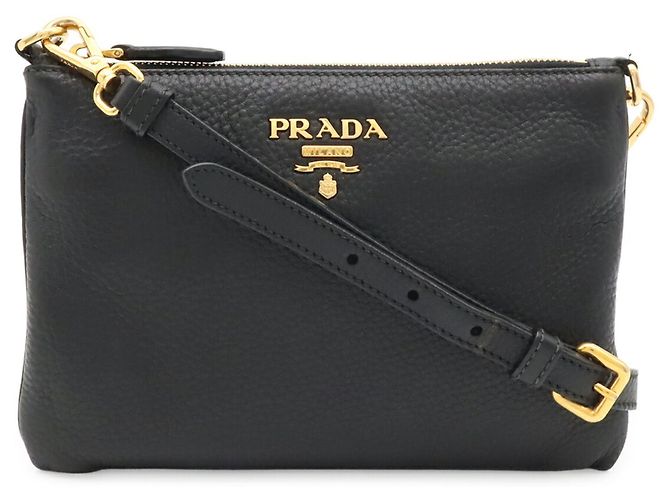 Borsa a tracolla in pelle Vitello Daino Prada Nero - vista 2