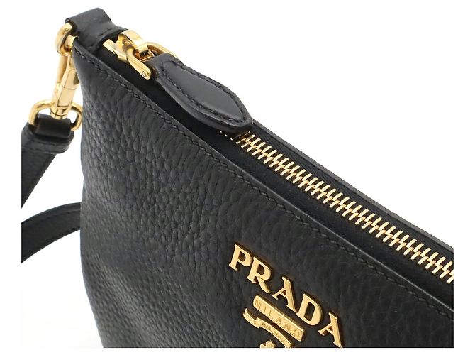 Borsa a tracolla in pelle Vitello Daino Prada Nero - vista 5