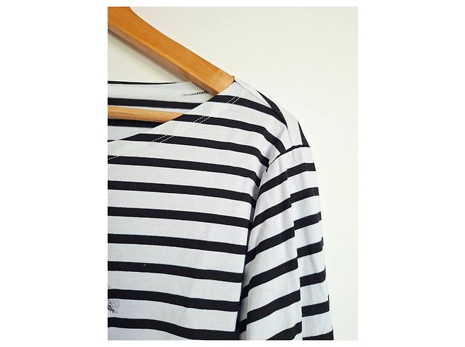Camiseta marinera a rayas Chanel con logo CC Negro Blanco - vista 3