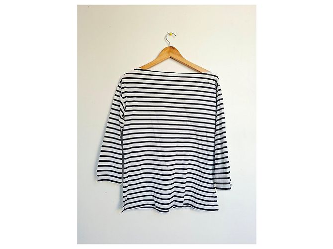 Camiseta marinera a rayas Chanel con logo CC Negro Blanco - vista 4
