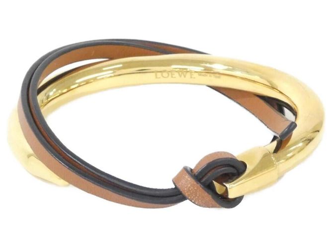 Bracciale rigido in pelle marrone Loewe - vista 2