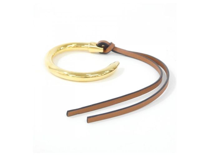 Bracciale rigido in pelle marrone Loewe - vista 3