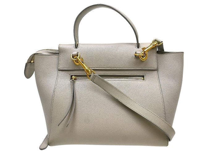 Céline Cinturón Celine Mini de piel texturizada Castaño - vista 2