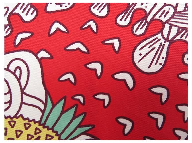 Hermès PAÑUELO DE SEDA HERMES CACHE CACHE FLEURI 90 CM BLANCO - vista 13