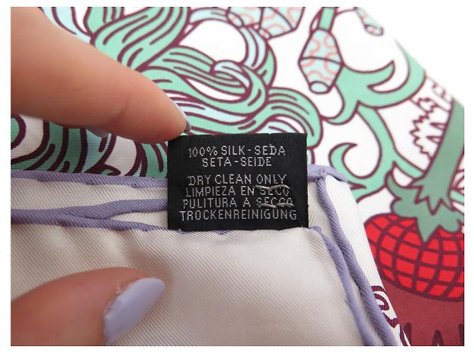 Hermès PAÑUELO DE SEDA HERMES CACHE CACHE FLEURI 90 CM BLANCO - vista 17