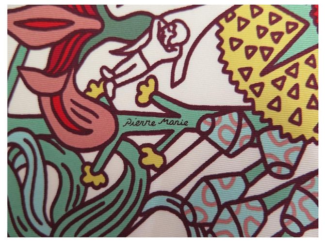 Hermès PAÑUELO DE SEDA HERMES CACHE CACHE FLEURI 90 CM BLANCO - vista 8