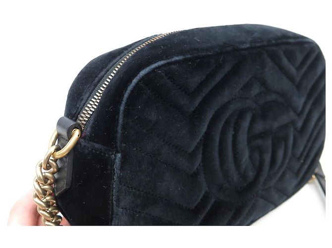 BORSA GUCCI MARMONT SMALL 447632 VELOUTÉ NERO CON TRACCOLLA - vista 13