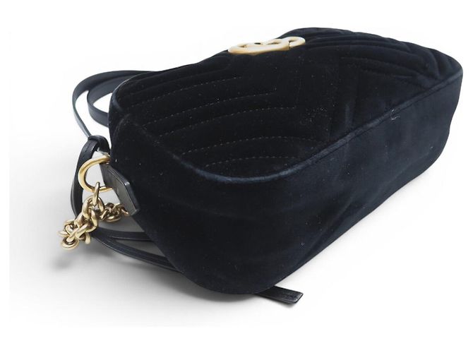 BORSA GUCCI MARMONT SMALL 447632 VELOUTÉ NERO CON TRACCOLLA - vista 3