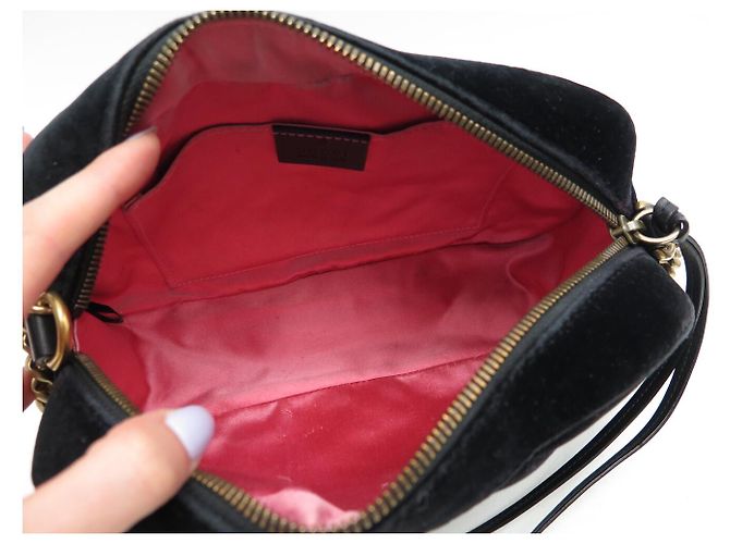 BORSA GUCCI MARMONT SMALL 447632 VELOUTÉ NERO CON TRACCOLLA - vista 7
