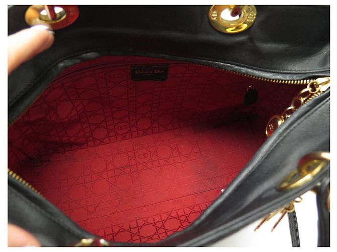 BORSA A SPALLA CHRISTIAN DIOR LADY LARGE IN PELLE CANNAGE NERA Nero - vista 12