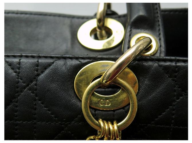 BORSA A SPALLA CHRISTIAN DIOR LADY LARGE IN PELLE CANNAGE NERA Nero - vista 18