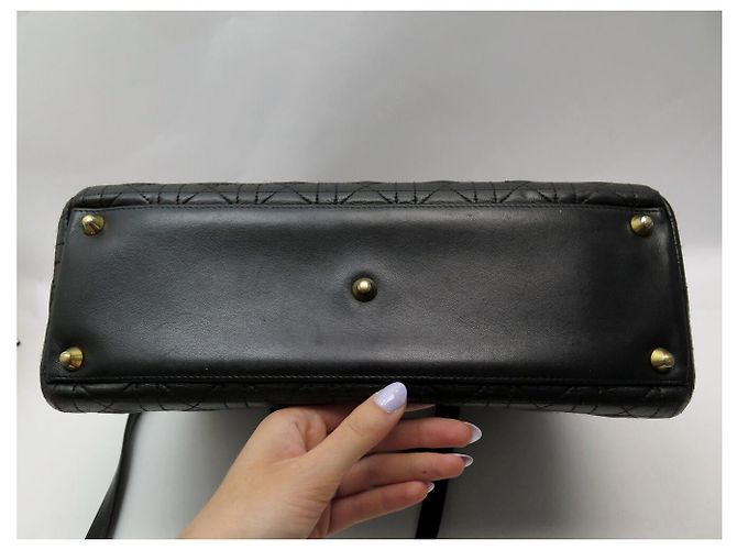 BORSA A SPALLA CHRISTIAN DIOR LADY LARGE IN PELLE CANNAGE NERA Nero - vista 19
