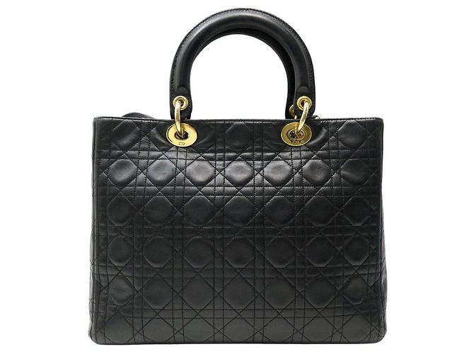 BORSA A SPALLA CHRISTIAN DIOR LADY LARGE IN PELLE CANNAGE NERA Nero - vista 2
