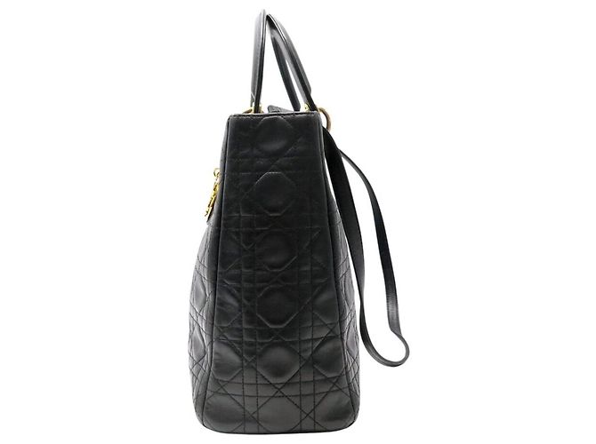 BORSA A SPALLA CHRISTIAN DIOR LADY LARGE IN PELLE CANNAGE NERA Nero - vista 3