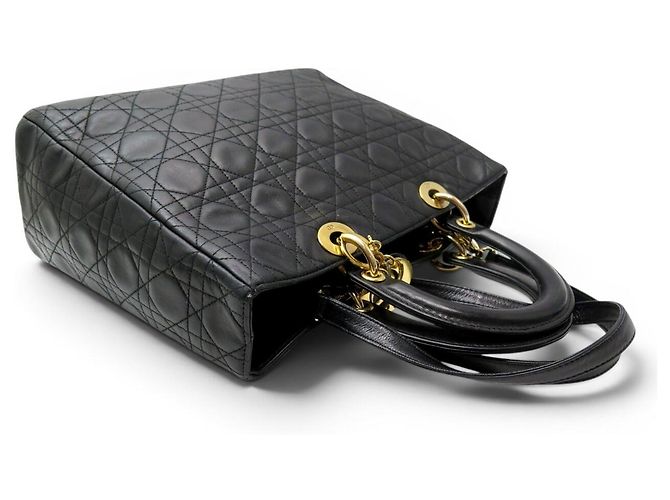 BORSA A SPALLA CHRISTIAN DIOR LADY LARGE IN PELLE CANNAGE NERA Nero - vista 6