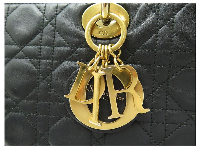 BORSA A SPALLA CHRISTIAN DIOR LADY LARGE IN PELLE CANNAGE NERA Nero - vista 8