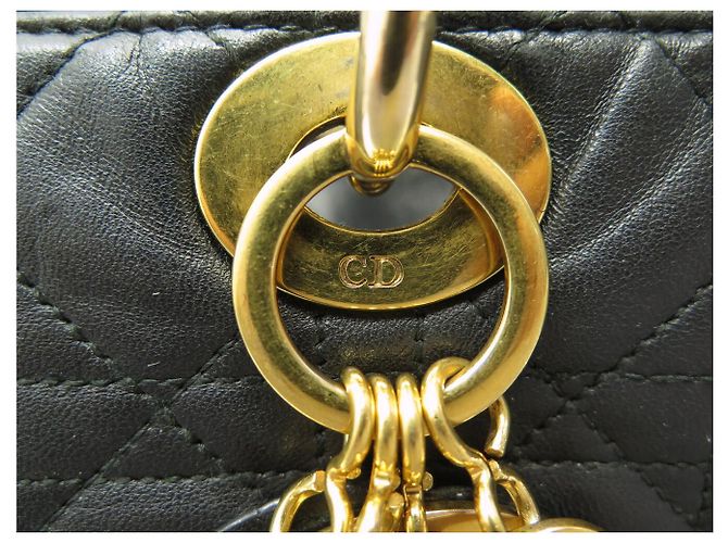 BORSA A SPALLA CHRISTIAN DIOR LADY LARGE IN PELLE CANNAGE NERA Nero - vista 9