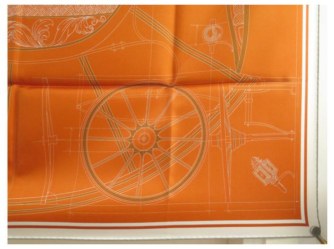 Hermès NEU HERMES PETIT DUC DOUBLE FACE CARRÉ 90 Seidentuch ORANGE - Ansicht 12