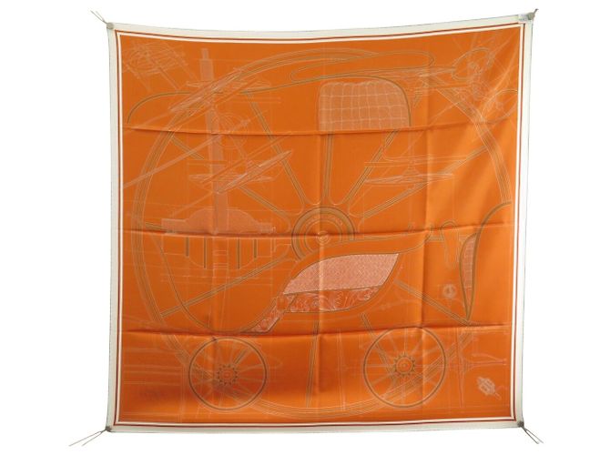 Hermès NEU HERMES PETIT DUC DOUBLE FACE CARRÉ 90 Seidentuch ORANGE - Ansicht 8