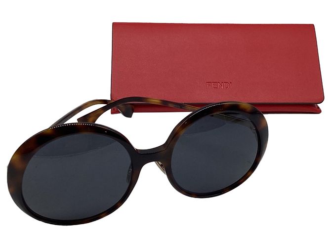 Gafas de sol Fendi FF0430/S de acetato marrón carey de forma redonda Castaño Roja - vista 9
