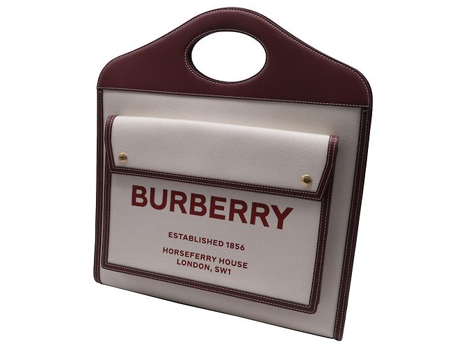 Bolso Tote Burberry Medium Pocket en lona blanca Blanco - vista 2