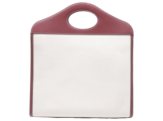 Bolso Tote Burberry Medium Pocket en lona blanca Blanco - vista 4