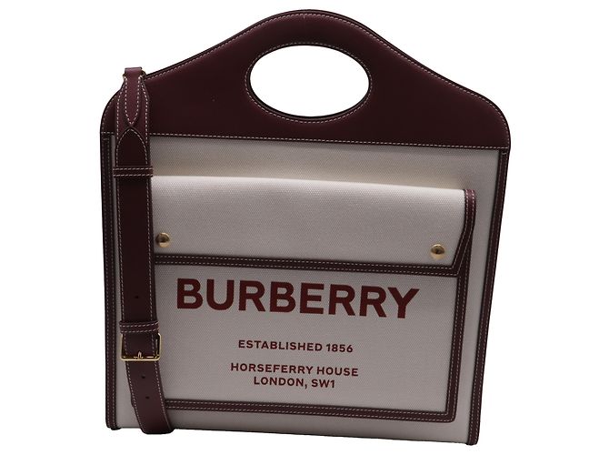 Bolso Tote Burberry Medium Pocket en lona blanca Blanco - vista 6