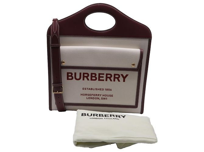 Bolso Tote Burberry Medium Pocket en lona blanca Blanco - vista 7