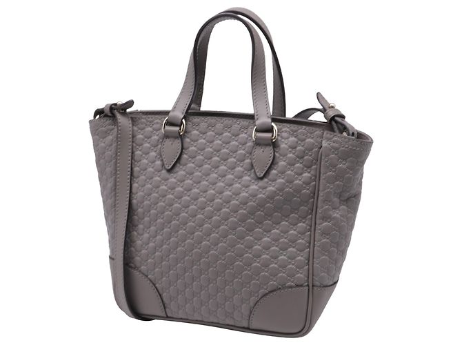 Gucci Small Bree Micro Guccissima Handtasche aus grauem Leder - Ansicht 2