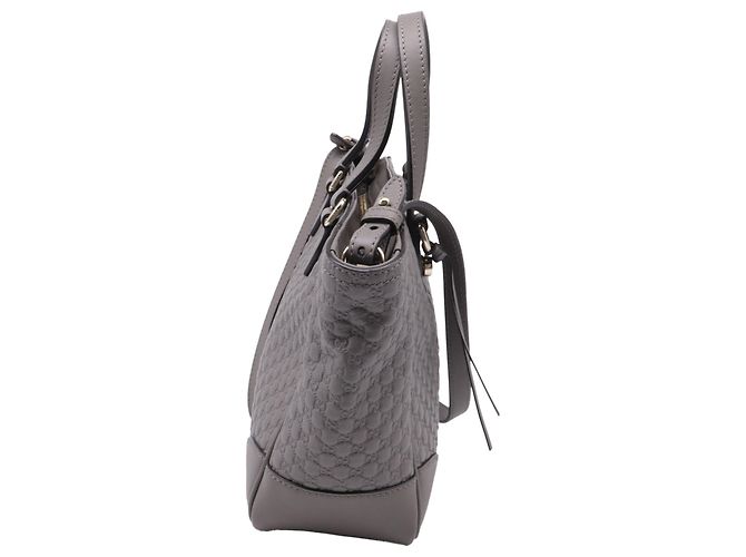 Gucci Small Bree Micro Guccissima Handtasche aus grauem Leder - Ansicht 3