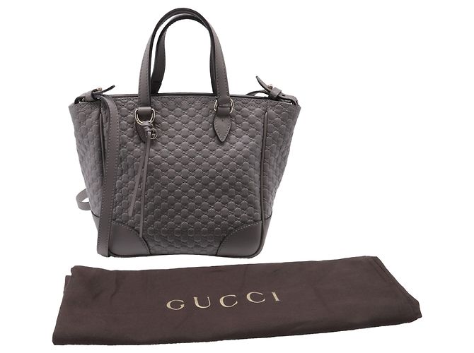 Gucci Small Bree Micro Guccissima Handtasche aus grauem Leder - Ansicht 5