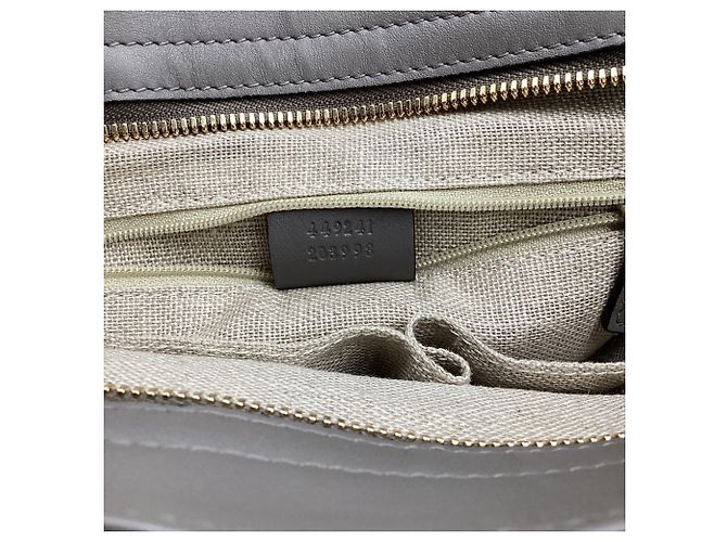 Gucci Small Bree Micro Guccissima Handtasche aus grauem Leder - Ansicht 7