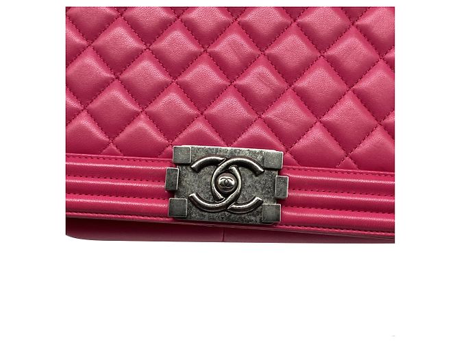 Borsa a tracolla Chanel Boy in pelle di vitello rosa - vista 13