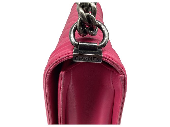 Borsa a tracolla Chanel Boy in pelle di vitello rosa - vista 14