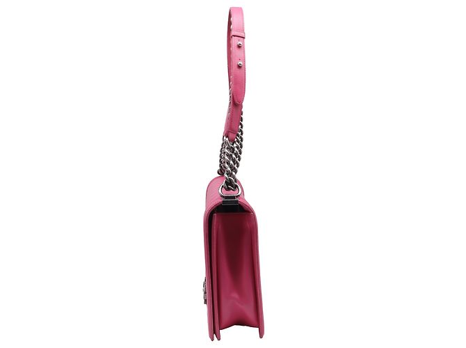 Borsa a tracolla Chanel Boy in pelle di vitello rosa - vista 3