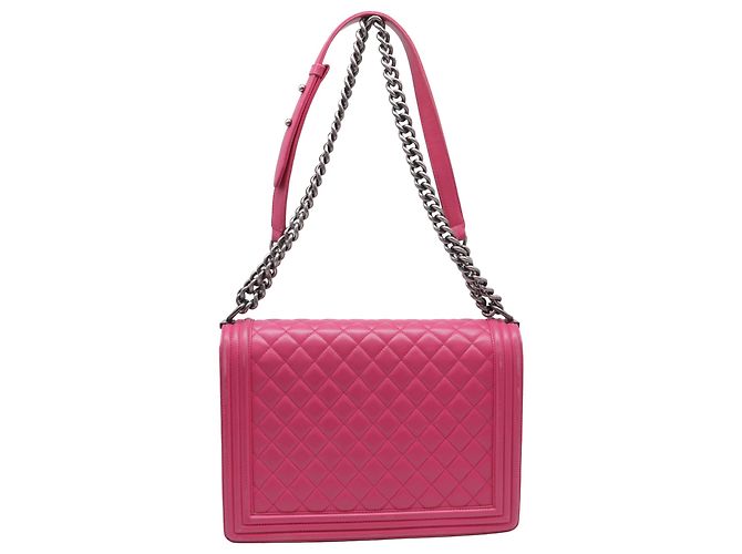 Borsa a tracolla Chanel Boy in pelle di vitello rosa - vista 4