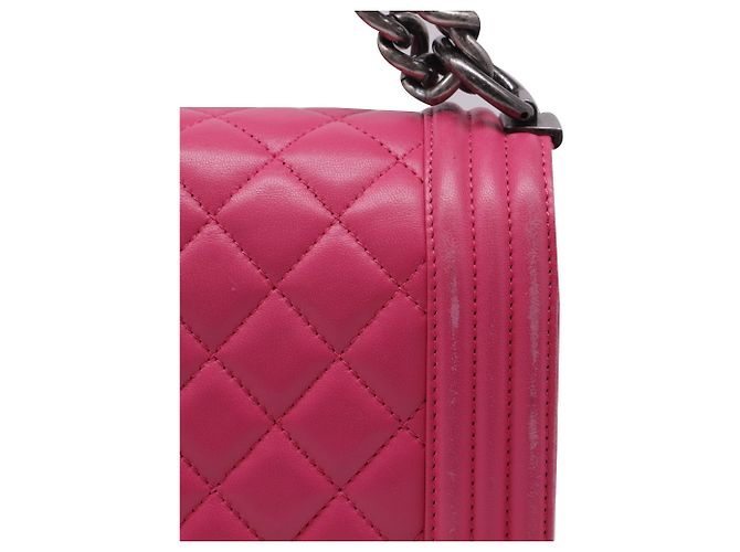 Borsa a tracolla Chanel Boy in pelle di vitello rosa - vista 5