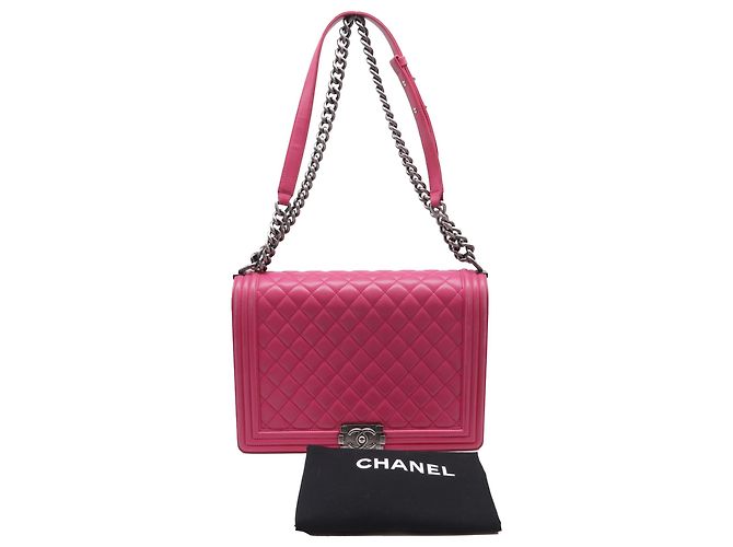Borsa a tracolla Chanel Boy in pelle di vitello rosa - vista 6