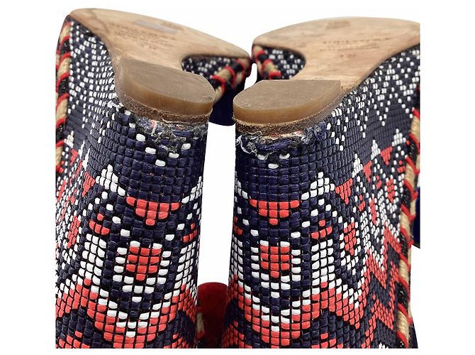 Espadrilles con zeppa Aquazzura con decorazioni Pom-Pom in camoscio blu - vista 6
