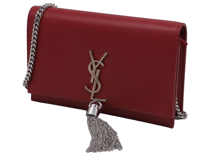 Yves Saint Laurent Borsa a tracolla Small Kate di Saint Laurent in pelle rossa con nappa Rosso - vista 2