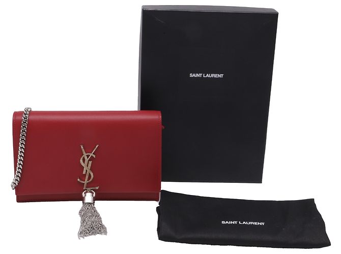 Yves Saint Laurent Borsa a tracolla Small Kate di Saint Laurent in pelle rossa con nappa Rosso - vista 5