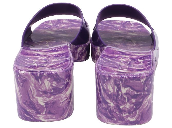 Ciabatte Gucci Logo in gomma viola Porpora - vista 5