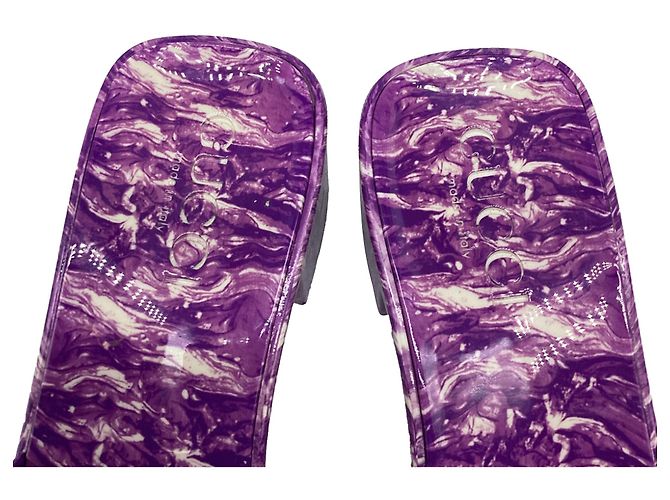 Ciabatte Gucci Logo in gomma viola Porpora - vista 8