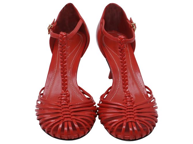 Zimmermann Braided T-Strap Pumps aus rotem Leder - Ansicht 2