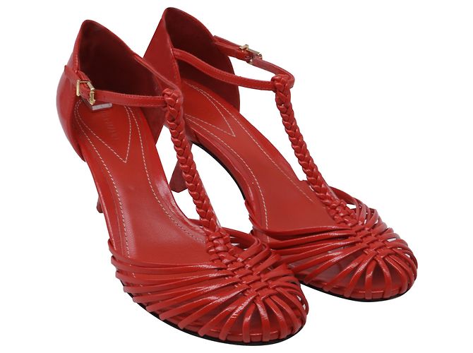 Zimmermann Braided T-Strap Pumps aus rotem Leder - Ansicht 3